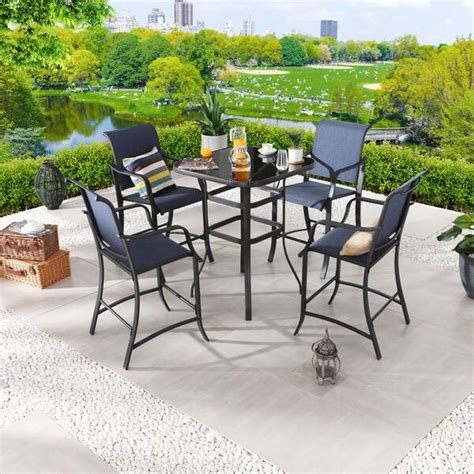 Patio Festival Piece Metal Bar Height Outdoor Dining Set Pf