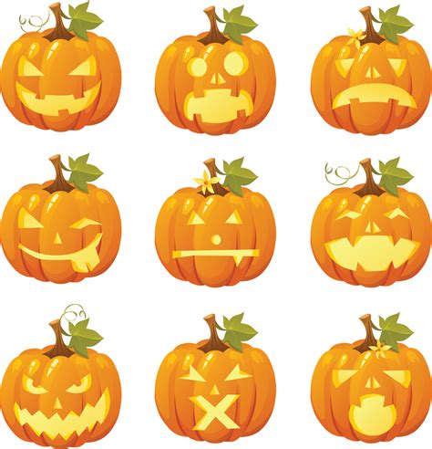 Free Vector Halloween Pumpkin Smileys Vector Download