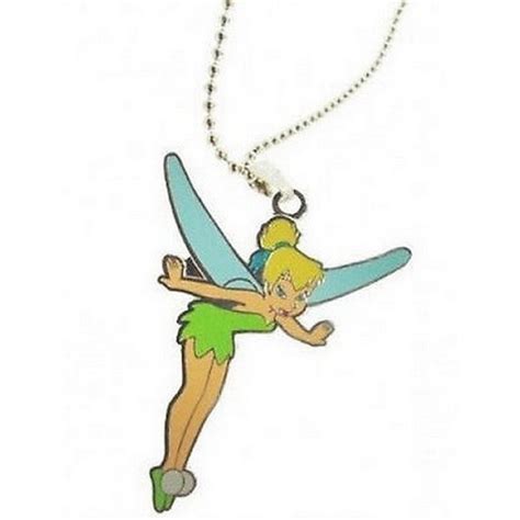 Pendentif Authentique Fée Clochette Disney rhodié argent Email vert