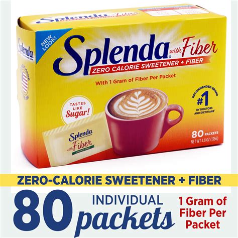 Splenda Zero Calorie Sweetener Fiber 1g Of Fiber Per Packet 80ct