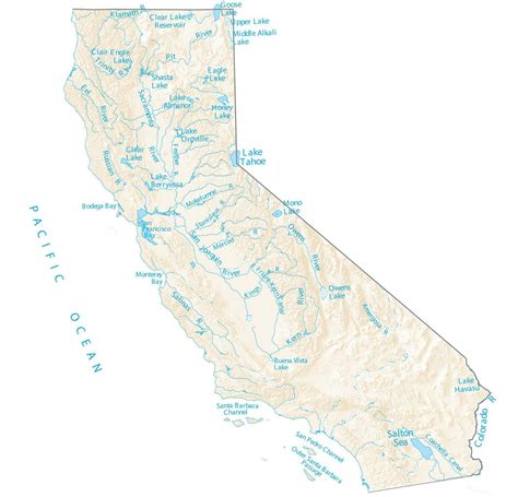 California Lakes and Rivers Map - GIS Geography