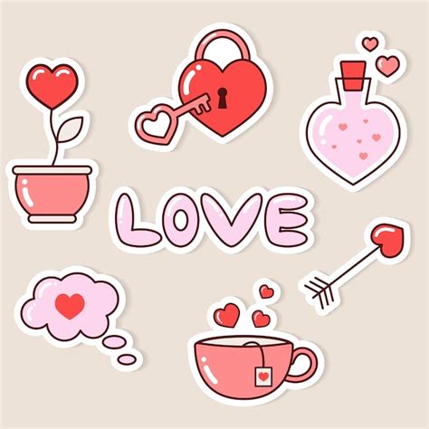 Conjunto Vectorial De Pegatinas Para El D A De San Valent N Vector