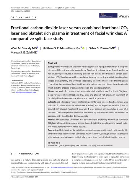 PDF Fractional Carbon Dioxide Laser Versus Combined Fractional CO2