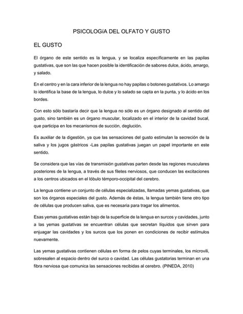 Psicología del gusto y olfato PDF