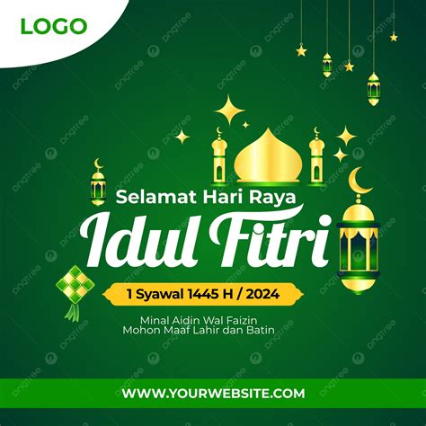 Kartu Ucapan Idul Fitri 1445 Hijriyah Idul Fitri 2024 Vektor Templat