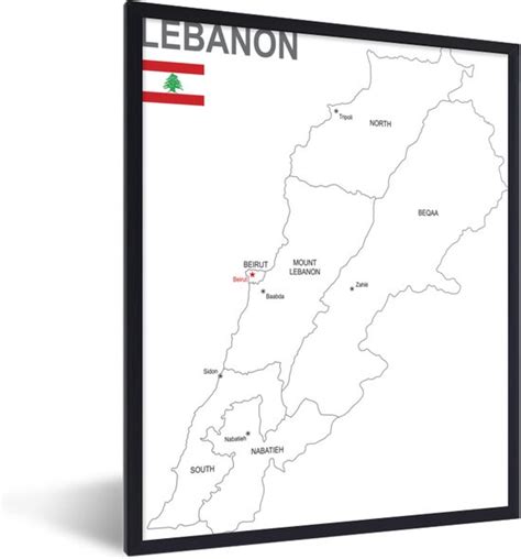 Fotolijst Incl Poster Illustratie Van Libanon En Haar Provincies