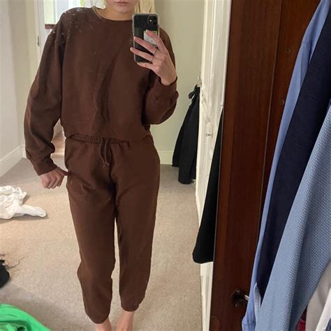 Zara Women S Brown Joggers Tracksuits Depop