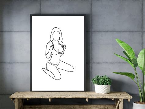 Women In Bikini Line Art Bikini Art Beach Art Print Summer Art Bikini Illustration