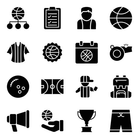 Pack Of Basketball Glyph Vector Icons 16761749 Vector Art At Vecteezy