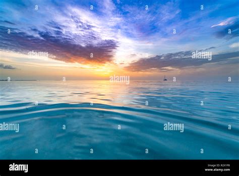 Sea Sky Clouds Horizon Colorful Seascape Horizontal Background Banner