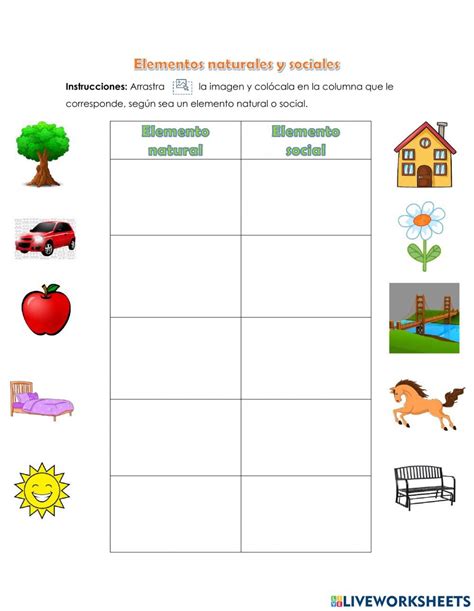 Elementos Naturales Y Sociales Interactive Exercise Elementos