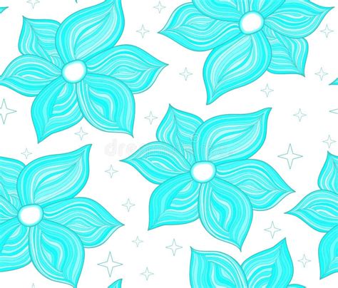 Floral Vector Seamless Pattern With Tender Blue Flowers Stock Vector