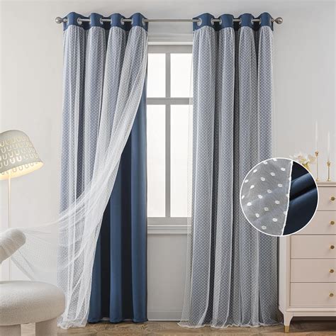 Amazon Mysky Home Navy Blue Curtains For Living Room Inch Long