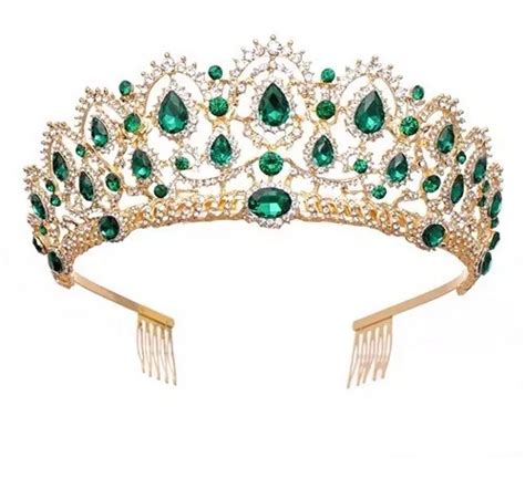 Corona Verde Tiara Tocado Novia Xv A Os Quincea Era Diadema Env O Gratis