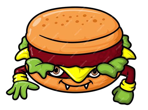 Premium Vector The Delicious Burger Monster With The Big Eyes And