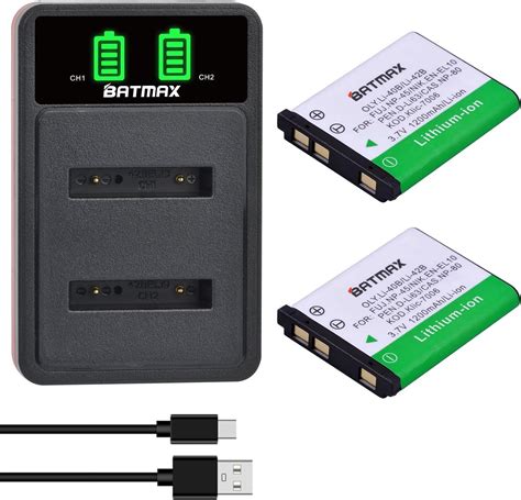 Amazon Batmax Pcs En El Np Battery Quick Led Dual Charger