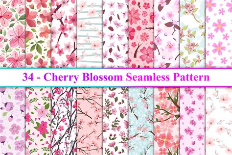 Cherry Blossom Seamless Pattern Graphic Patterns ~ Creative Market