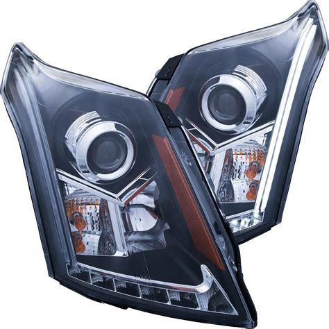 Headlightsdepot Black Housing Halogen Headlights Compatible With Cadillac Srx 2010