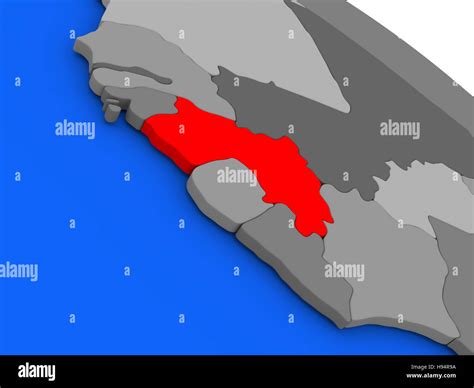 Mapa De Guinea Resaltada En Rojo En Un Globo Ilustraci N D Fotograf A