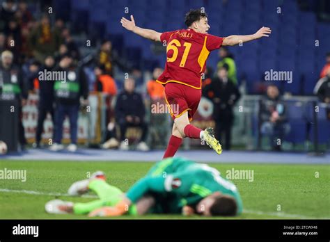 Rome Italy Th Dec Niccolo Pisilli Of Roma Celebrates After