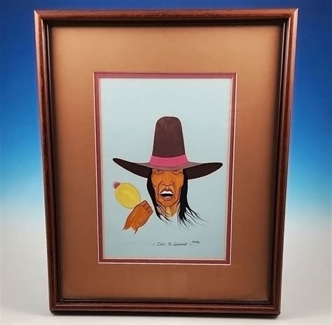 Original Albert Harjo Tempera Watercolor Painting Call To Dance Native