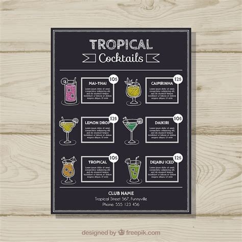 Free Vector Hand Drawn Cocktail Menu Template