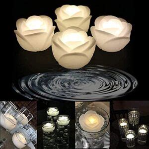 LARDUX Led Floating Candles - 4 Inch Large Flameless Floating Flower Candles Waterproof Reusable ...