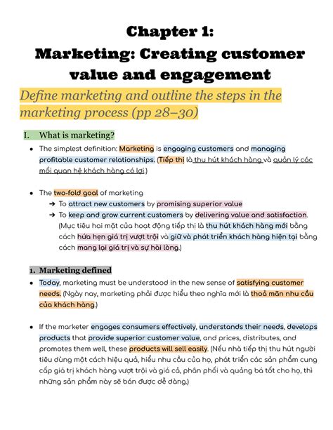 Principles Of Marketing Chapter 1 Marketing Creating Customer Value