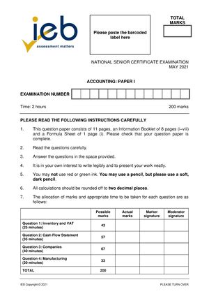 Past Exam Papers Accounting Ieb Nsc Grade 12 Past Exam Papers 2021 P2