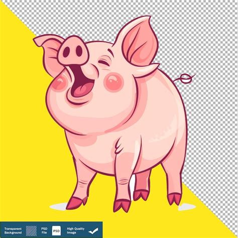 Premium PSD Vector Cute Pig Squealing Loudly Cartoon Transparent