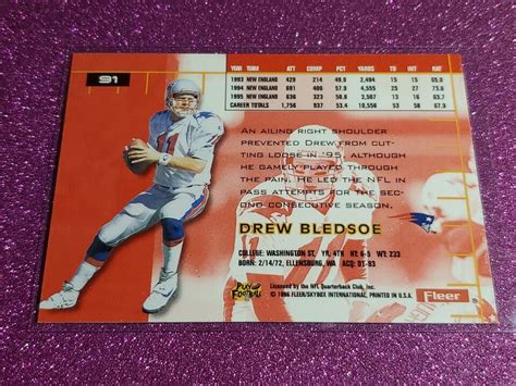 1996 Fleer Ultra Drew Bledsoe New England Patriots 91 EBay