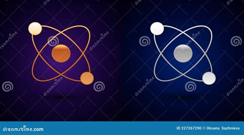 Ícone Do Ouro E Do átomo De Prata Isolado Em Fundo Preto Símbolo Da