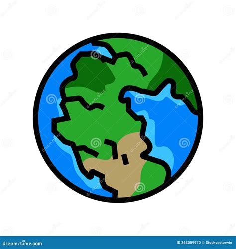 Pangaea Earth Continent Map Color Icon Vector Illustration Stock Vector