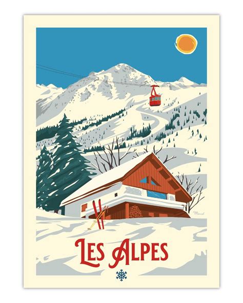 Affiche 50x70 Marcel Les Alpes Le Chalet Taille 30 X 40 Cm En 2020