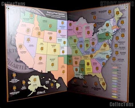 America The Beautiful Quarters Map by Harris for National Parks Quarter ...