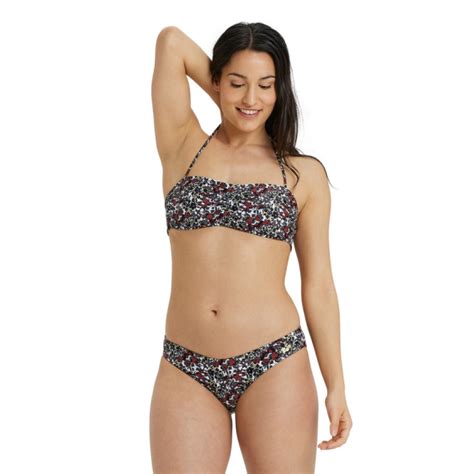 Strój kąpielowy damski Arena Women s Bikini Bandeau Allover Burgundy Multi