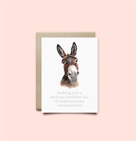 Donkey Birthday Card Birthday Card Punny Card Funny Card Etsy