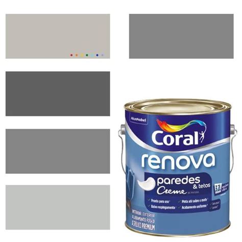 Tinta Para Parede Acrílica Coral Renova Cor Cinza 3 2l Lavável Premium