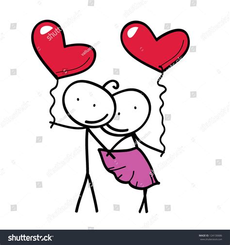 Stick Figure Love Couple Heart Stock Vector 124130686 Shutterstock