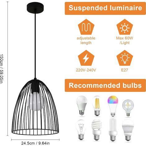 COMELY Suspension Luminaire Industrielle Rétro Lustre Plafonnier