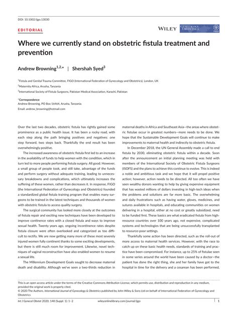 Pdf Where We Currently Stand On Obstetric Fistula Treatment And