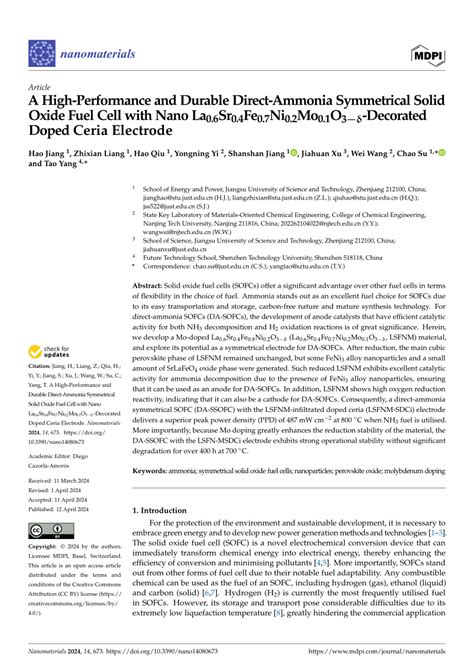 PDF A High Performance And Durable Direct Ammonia Symmetrical Solid