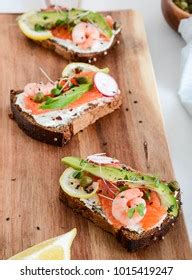 Smorrebrod Traditional Danish Open Sanwiches Dark Stock Photo