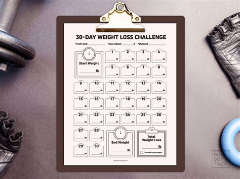 30 Day Weight Loss Challenge 30 Day Weight Loss Tracker Monthly Weight