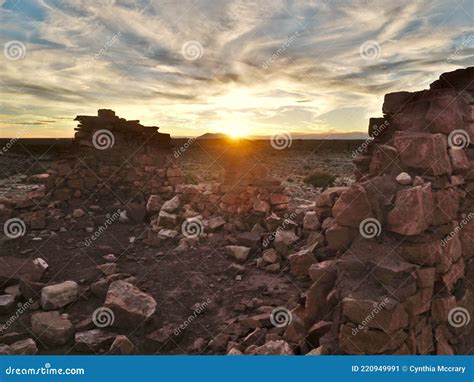 Sunset Over Two Guns Ghost Town In Diablo Canyon Stock Image Image Of