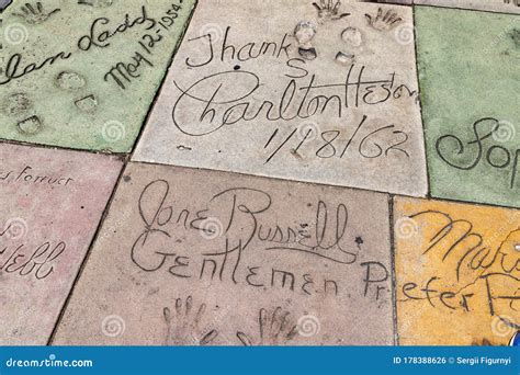 Celebrity Footprints In Hollywood Editorial Photo Image Of Writing