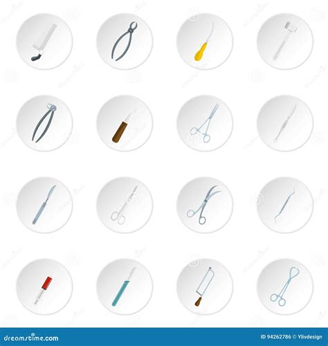 Surgeons Tools Icons Set In Flat Style Stock Vector Illustration Of Care Knife 94262786