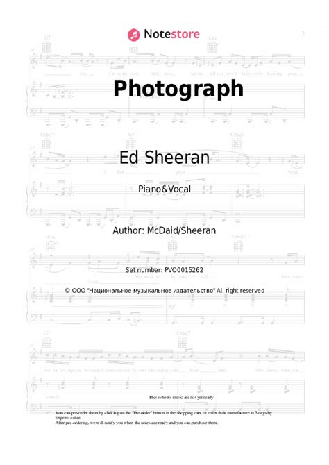 Photograph Piano Sheet Music And Voice Ed Sheeran In Note Store