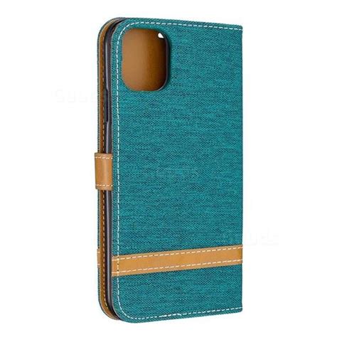 Jeans Cowboy Denim Leather Wallet Case For IPhone 11 Green IPhone