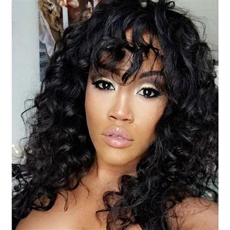 Loose Deep Wave Wig Human Hair Wigs For Black Women Full Machine None